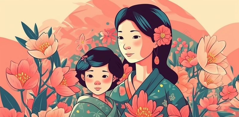 温馨母女母亲节插画,插画/手绘图,插画/手绘图库,插画/手绘图下载,插画/手绘